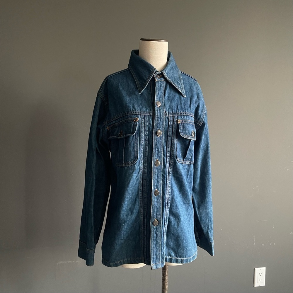 Vintage-Style Flick by Maurice Denim Shirt Cowgirl Jean Jacket Point Collar